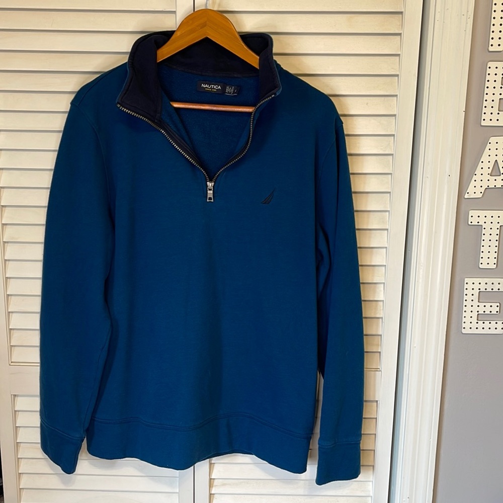 Blue Nautica Men’s  1/4 zip Long Sleeve Pullover Size Large